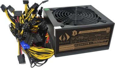 20+4 Pin Silent Noise Reduction Miner/PC GPU ATX 1600W Power Supply 87 Plus Gold Designed for US Voltage 110V 1600w Mining ETH PSU Max Support 8 Graphics with 1.5m US Plug Adapter Cable