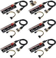 6PACK PCI-E 1X to 16X V009S-PLUS Riser Card with 7 PCI-E 1X Plug-in Adapter Card with 24in USB 3.0 Extension Cable for Bitcoin Crypto Mining Ethereum Mining（6 Pack）