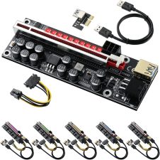 6 Pack 11 Capacitors PCI-E 1X to 16X VER014PRO Riser Card with PCI-E 1X Plug-in Adapter Card for Bitcoin Crypto Mining Ethereum Mining （6 Pack）